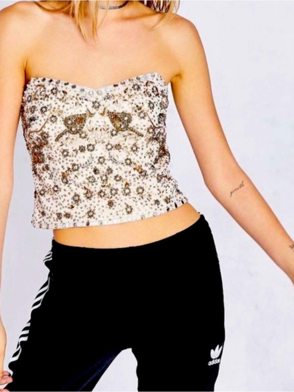 Kimchi Blue Urban Outfitters Beaded & Sequin Embellished Crop Top Corset XS